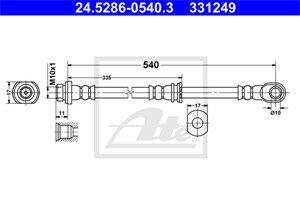 Bromsslang, Bakaxel, MITSUBISHI PAJERO Classic, PAJERO II, PAJERO III, PAJERO IV, PAJERO Canvas Top III, PAJERO PININ I, PAJERO Van IV,