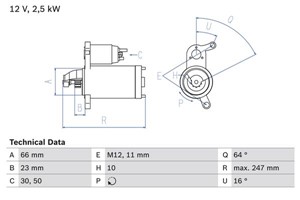 Startmotor, AUDI A4 Allroad B8, A4 B8, A4 B8 Avant, A5, A5 Cabriolet, A5 Sportback, A6 C7, A6 C7 Avant, Q5, 03L 911 021 E, 03L 911 021 E