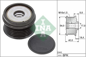 Frihjulskoppling, generator, FIAT GRANDE PUNTO, 55185075, 55185076, 55186280, 77363954