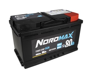 Nordmax AGM 12V 80Ah 800A, passar många modeller, 000915105CD, 05033394AA, 1201091, 1766484, 1825129, 2013334, 24410-3057R, 244105DA3A