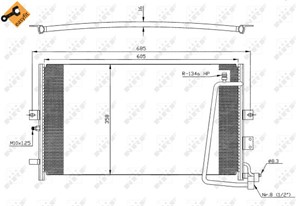 Kondensor, klimatanläggning, SAAB 9-5, 9-5 Kombi, 0 4100 3138, 000858 6052, 004100 3138, 04100 3138, 1610009340, 16100-09340, 1610009341