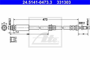 Bromsslang, Framaxel, FORD FIESTA V, FIESTA Van V, MAZDA 2, 1201141, 1437504, 2S61-2078-AE, 2S61-2078-AF, D350-43-980B