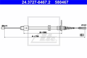 Vajer, parkeringsbroms, Bak, MERCEDES-BENZ, 204 420 09 85, A 204 420 09 85