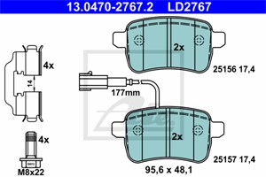 Bromsbeläggsats, Bakaxel, ALFA ROMEO GIULIETTA, GIULIETTA Skåp/halvkombi, 71770092, 77365357