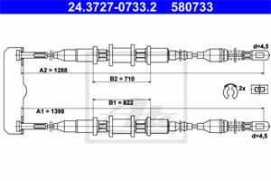 Vajer, parkeringsbroms, Höger bak, OPEL VECTRA A, VECTRA A Halvkombi, VAUXHALL CAVALIER Mk Halvkombi III, CAVALIER Mk Sedan III, 5 22 58