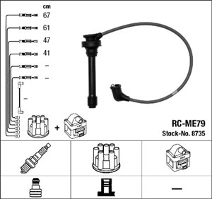 Tändkabelsats, MITSUBISHI, MD 334 027, MD 334 028, MD 334 029, MD193015, MD334017, MD334021