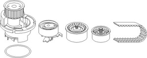 Kamremskit med vattenpump, OPEL,VAUXHALL, 13 34 135S2, 90543935, 90543935S2, 93174119, 93180218, 93185845