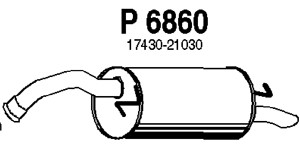 Bakre ljuddämpare, Bak, TOYOTA YARIS, 17430-21030, 17430-21031