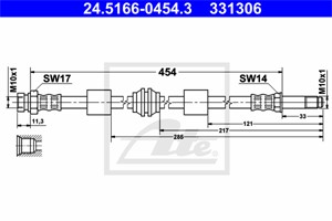 Bromsslang, Framaxel, FORD GALAXY I, SEAT ALHAMBRA, VW SHARAN, 1001348, 7335771, 7M0 611 701 D, 95VW-2078-AE