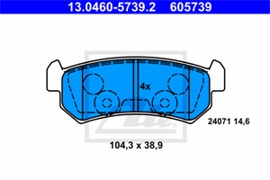 Bromsbeläggsats, Bakaxel, CHEVROLET,DAEWOO, 96405131