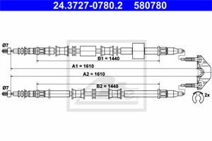 Vajer, parkeringsbroms, Bak, OPEL MERIVA A Minibus, minivan, VAUXHALL MERIVA A, 5 22 012, 93 318 894