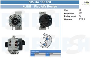 Generator, ALFA ROMEO,CITROËN,FIAT,FORD,LANCIA,PEUGEOT, 1705007, 1705008, 5180284, 51805804, 51810284, 5184907, 51854906, 51854907, 5705