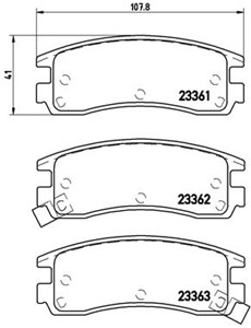 Bromsbeläggsats, Bakaxel, BUICK,CADILLAC,CHEVROLET,MITSUBISHI,OLDSMOBILE,OPEL,PONTIAC,VAUXHALL, 12510016, 12510037, 12510048, 1605939, 1