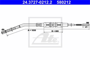 Vajer, parkeringsbroms, Bak, BMW 3 [E30], 3 Cabriolet [E30], 34 41 1 154 401, 34 41 1 154 681, 34 41 1 160 116