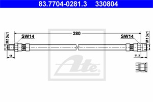 Bromsslang, Bakaxel, Framaxel, ALFA ROMEO,MERCEDES-BENZ, 000 428 35 35, 10133.60000.00, 101336, 102487, 107101, 123 428 01 35, 126 428 0