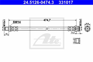 Bromsslang, Framaxel, MERCEDES-BENZ A-KLASS [W169], B-KLASS Sports Tourer [W245], 169 428 00 35, A 169 428 00 35