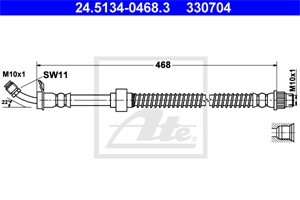Bromsslang, Framaxel, Nedre, Upptill, NISSAN,OPEL,RENAULT,VAUXHALL, 44 03 643, 46201-00QAD, 82 00 057 462, 9111643