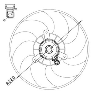 Fläkt, kylare, Vänster, CITROËN,PEUGEOT, 125363, 17022120, 2244135000, 50 10 130 430, 9628572180, MD105185, MD120091, MD330989