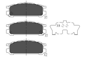 Bromsbeläggsats, Bakaxel, SUBARU, 26296AA030, 26296AA060, 26296AA061, 26296AA062, 26296AA080, 26296AA081, 26296AA082, 26296PA040, 26296P
