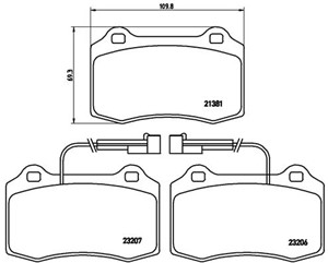 Bromsbeläggsats, ALFA ROMEO,CHRYSLER,DODGE,FIAT, 71770978, 71772533, 77362227, 77362239, 9947643, 9949509, 9949533, 9950812