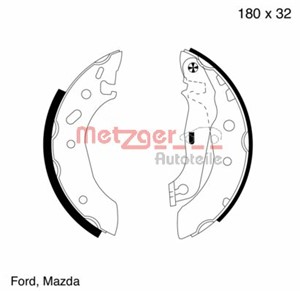 Bromsbackar, sats, Bakaxel, FORD,MAZDA, 1005960, 1005970, 1059500, 1104128, 1473068, 1E00-26-38Z, 1E012638Z, 95AB2200AA, 96FB2200AA, 96F