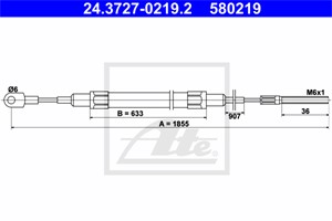 Vajer, parkeringsbroms, Bak, BMW 7 [E32], 34 41 1 154 244