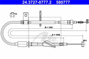 Vajer, parkeringsbroms, Vänster bak, OPEL AGILA, VAUXHALL AGILA Mk I, 47 06 689, 9211156