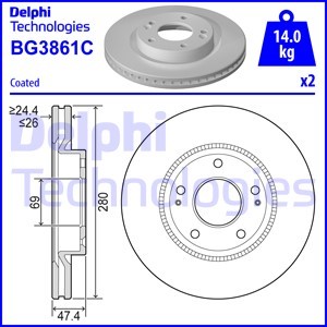 Bromsskiva, Framaxel, HYUNDAI,KIA, 51712-1D100, 51712-1F000, 51712-1F300, 51712-2C000, 51712-2E300, 51712-3K010, 51712-3K050