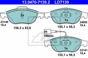 Bromsbeläggsats, Framaxel, ALFA ROMEO 147, 156, 156 Sportwagon, LANCIA LYBRA, LYBRA SW, 77362225, 9948887, 9951226