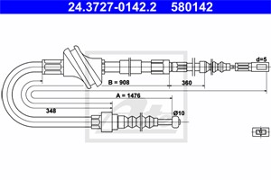 Vajer, parkeringsbroms, Bak, AUDI 100 C4 Avant, 100 C4 Sedan, 4A0 609 721 C, 4A0 609 721 F