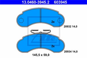 Bromsbeläggsats, Framaxel, MERCEDES-BENZ MB Buss [W631], MB Skåp [W631], 631 420 01 20, 631 420 03 20, A 631 420 01 20, A 631 420 03 20