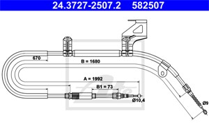 Vajer, parkeringsbroms, Höger bak, SKODA SUPERB I, 3BD 609 722