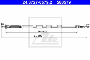 Vajer, parkeringsbroms, Vänster bak, ABARTH,ALFA ROMEO,FIAT, 51844531, 55700929, 55704104