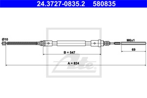 Vajer, parkeringsbroms, Vänster bak, PEUGEOT 406, 406 Break, 4745 R1
