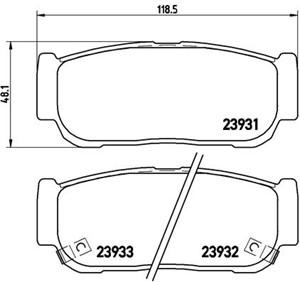 Bromsbeläggsats, Bakaxel, KIA,SSANGYONG, 48413091A0, 48413091A1, 4841321A10, 4841321B10, 583023EU00, 583023EU01, 583023EUOO, 583024DU00