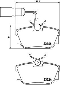 Bromsbeläggsats, Bakaxel, FORD,SEAT,VW, 1109015, 1133448, 1205697, 1207518, 1345339, 1386603, 5M212M008BA, 5M212M008BB, 7D0698451B, 7D06