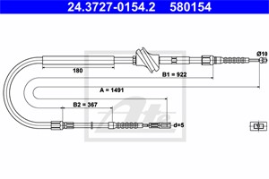Vajer, parkeringsbroms, Bak, AUDI 100 C4 Avant, 100 C4 Sedan, A6 C4, A6 C4 Avant, 4A0 609 721 D