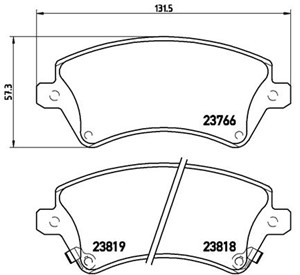 Bromsbeläggsats, Framaxel, TOYOTA COROLLA, COROLLA Kombi, COROLLA Sedan, 0446502061, 0446502130, 0446502150, 04465YZZCP, 04465YZZDC