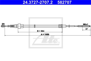 Vajer, parkeringsbroms, Bak, SEAT AROSA, VW LUPO I, 6X0 609 721 E