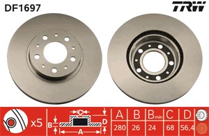 Bromsskiva, Framaxel, VOLVO 740, 740 Kombi, 940, 940 II, 940 Kombi, 940 Kombi II, 960, 960 II, 960 Kombi, 960 Kombi II, 3516567, 3516567