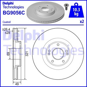 Bromsskiva, HYUNDAI SANTA FÉ II, KIA SORENTO II, 51712-2B700, 517122P700, 51712-2P700