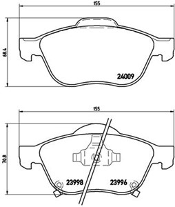 Bromsbeläggsats, Framaxel, TOYOTA AVENSIS, AVENSIS Kombi, AVENSIS Liftback, AVENSIS VERSO, 0446505050, 0446505070, 0446505080, 044650509