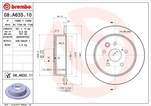 Bromsskiva, Bakaxel, LEXUS IS II, IS III, TOYOTA CROWN, MARK X I, 424310N010, 424310P010, 4243130280, 4243130300
