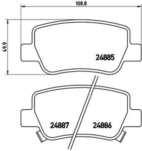 Bromsbeläggsats, Bakaxel, TOYOTA AVENSIS Kombi, AVENSIS Sedan, 0446605040, 0446605041, 0446605042, 0446605043, 04466YZZE5