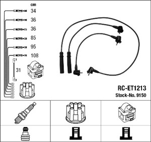 Tändkabelsats, TOYOTA 4 RUNNER II, 1 713 751, 76327150, 90919-21528