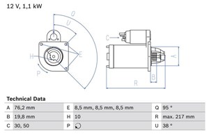 Startmotor, ALFA ROMEO MITO, FIAT 500, 500 C, 500L, PANDA, PANDA VAN, PUNTO, PUNTO Skåp/halvkombi, LANCIA YPSILON, 51829380, 51938439