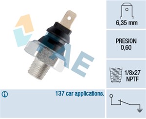 Varningsswitch, oljetryck, AUSTIN,DAF,DAIMLER,FORD,JAGUAR,MG,MORRIS,ROVER,SAAB,TALBOT,TRIUMPH,VOLVO, 1218684, 1218690, 1266085, 1266085-