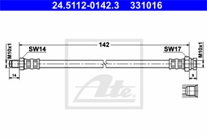 Bromsslang, Bakaxel, På bromsok, ABARTH,ALFA ROMEO,FIAT,OPEL,VAUXHALL, 13251589, 13267285, 13363236, 5 62 246, 5 62 274, 5 62 456, 5 62