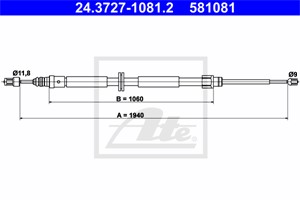 Vajer, parkeringsbroms, Bak, RENAULT MEGANE Combi Van III, MEGANE Grandtour III, 36 40 000 05R