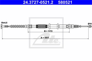Vajer, parkeringsbroms, Vänster bak, ALFA ROMEO 145, 146, 155, FIAT COUPE, TEMPRA, TEMPRA S.W., TIPO, LANCIA DEDRA, DEDRA SW, DELTA II,